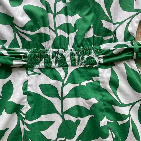 NWT ZARA Women's Belted Green & White Leaves Printed Long Midi Dress, Medium - Picture 12 of 13